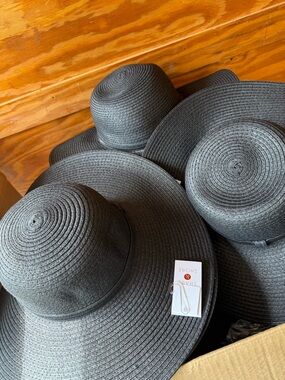 3x Women's Shade & Shore Black Floppy Sun Hat NWT Wide Brim Paper/Polyester